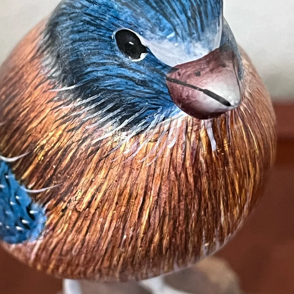 Handcarved Wood Western Bluebird in Burl Wood Bird